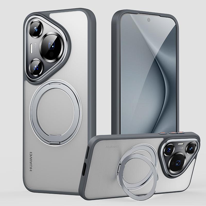 Premium Armor Strong Magnetic Case For Huawei Pura 70 Pro+ P70 Ultra Hidden Stand Cover Matte Shell For Magsafe Wireless Charger