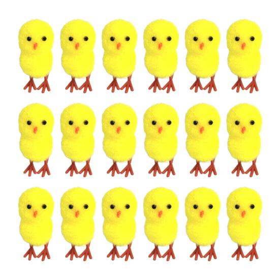 Mini Easter Fluffy Chicks 1.18" Soft Plush Chick Figurines Cute Yellow Small Chenille Chicks for Easter Party Supplies