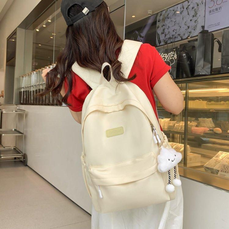 Schoolbag, forest style, multi-compartment ins, solid color, simple, dirt-resistant, versatile backpack, junior high, high school, college backpack