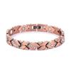 Bracciale Magnetico Rame Antico Rosso Retrò da Uomo - Design Regolabile a Riga Larga per Coppie