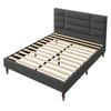 Solid Wood Slatted Frame Bed Upholstered Bed Double with Frame 140x200cm Flat Headboard for Adults & Young People (Mattress Not Included) Children