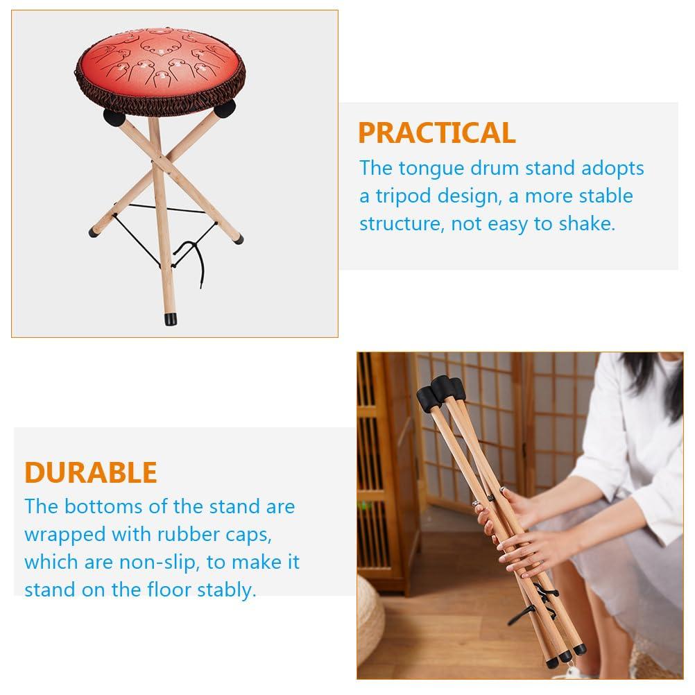 LIFKOME Tongue Drum Tongue Drum Wood Tongue Drum Drumstick Kick Wood Snare Drum Handpan Bracket Stand, Floor, Holder, Holder, Float, Display, Stand,