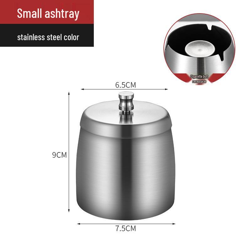 Thickened Stainless Steel Ashtray with Lid for Home, Cafe, or Hotel