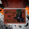 Halloween Witch Print Welcome Doormat Machine Washable Carpet for Living Room Bedroom Kitchen and Laundry Rug Floor Mat