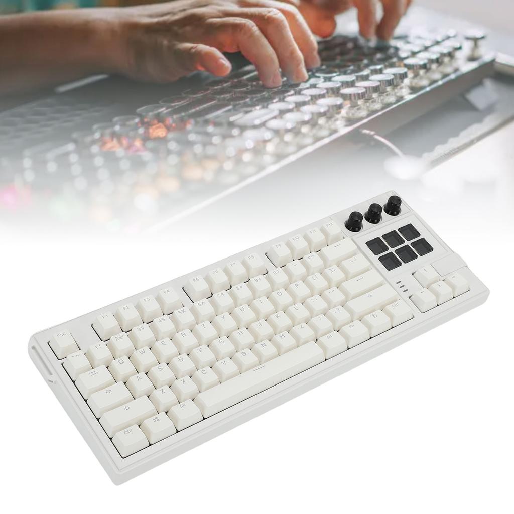 USB Wired Mechanical Keyboard 75 78 Key Layout 6 LCD Programmable Keys Red RGB Backlit Hot Swap Keyboard for PC Gaming