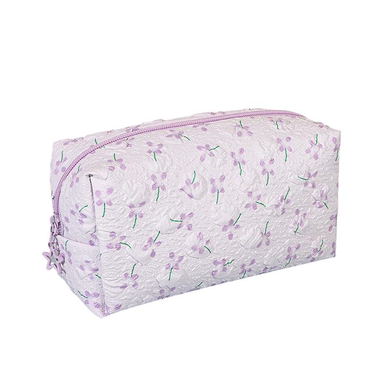 

Floral Makeup Bag Cosmetic Organizer Bag Zipper Closure Cosmetic Holder Bag Multifunctional Travel Mountaineering Bag Gifts фіолетовий