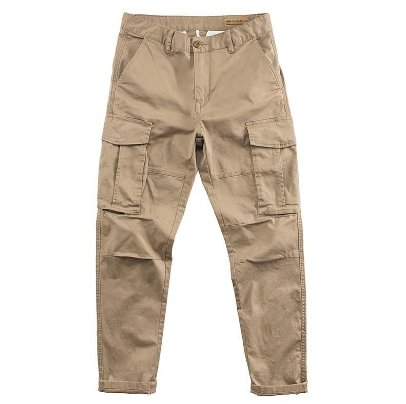 Solid Color Overalls Men's Spring and Autumn Korean Version Loose Straight Casual Pants Trendy Brand Semi-elastic Waist Outdoor Work Pants