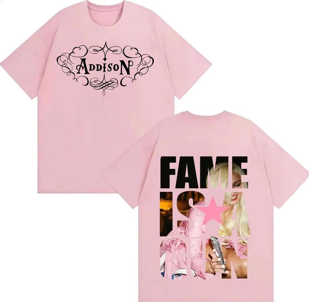 Cotton Crewneck Y2K Short Sleeve Tee Singer Addison Rae T Shirt Hipster Unisex Women Gothic Music TShirt Hip Hop Unisex Shirt