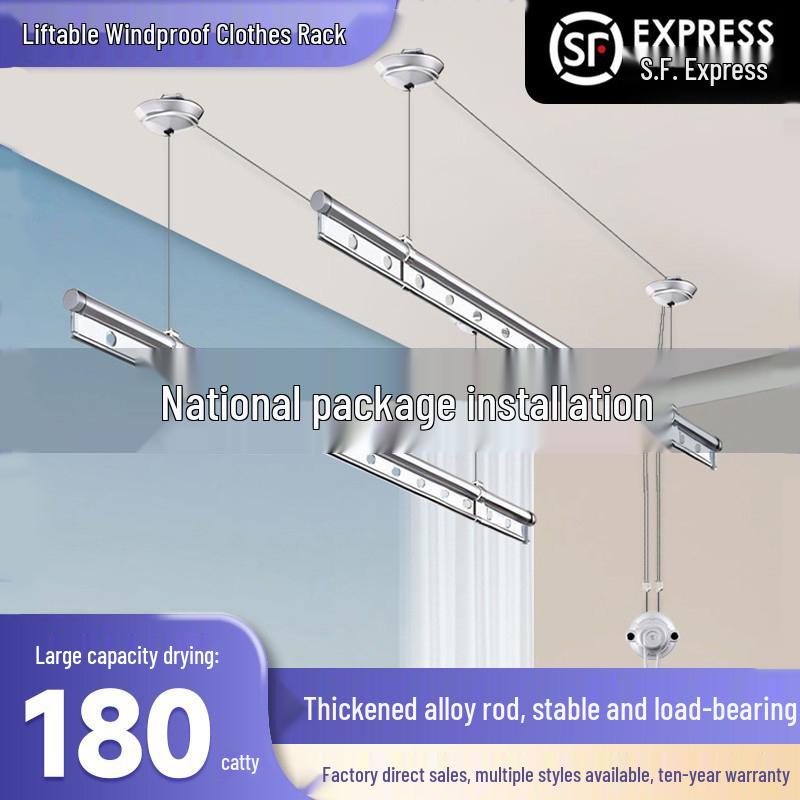 Hand Crank Double Rod Retractable Clothes Drying Rack for Indoor Use Black Double Rod 0.9m