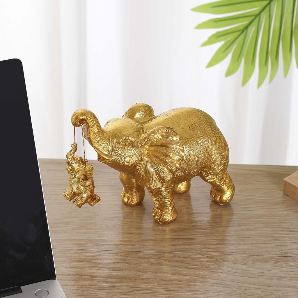 Mothers Day Gift Resin Cartoon Elephant Desktop Decor For Family Celebration