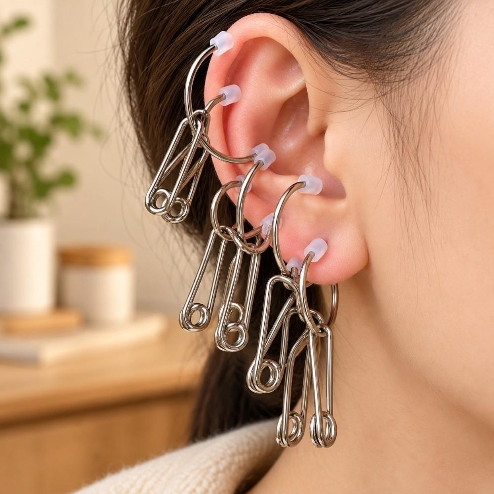 10Pcs Silver Tone Ear Acupressure Clips Metal Ear Therapy Spring Clips For Home Use