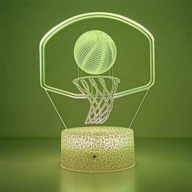 1pc Basketball Hoop 3D Night Light, 3D Optical Illusion Lamp With Touch 7-Color Changing Sport Game Ambient Light For Bedroom