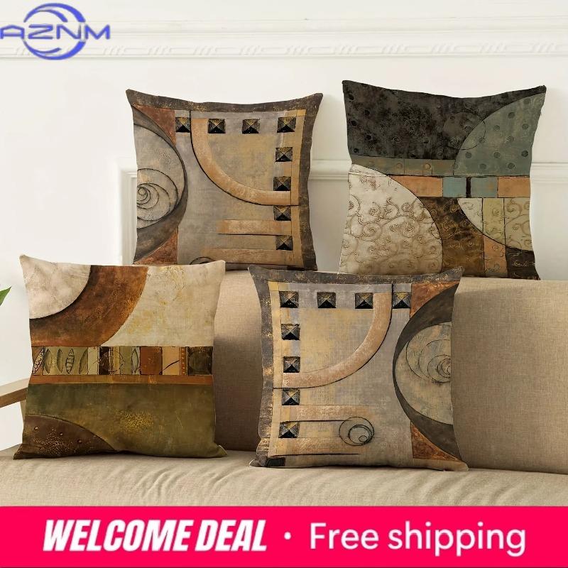 Shunika Chen Unisex Wheel Geometric Retro Pillow Cover Super Soft Polyester Material Living Room Sofa Back Car Pillow Cover Home Decoration