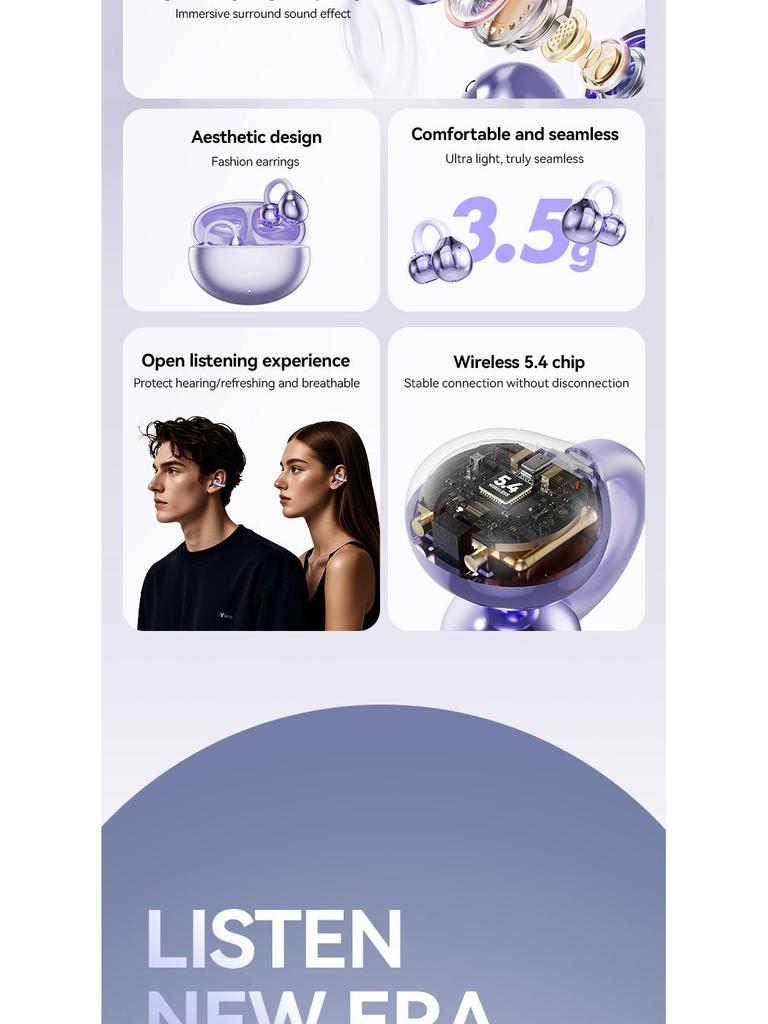 M91AI Bluetooth Bone Conduction Earbuds: Clip-on, High-Quality Sound, Smart Translation, Wireless.