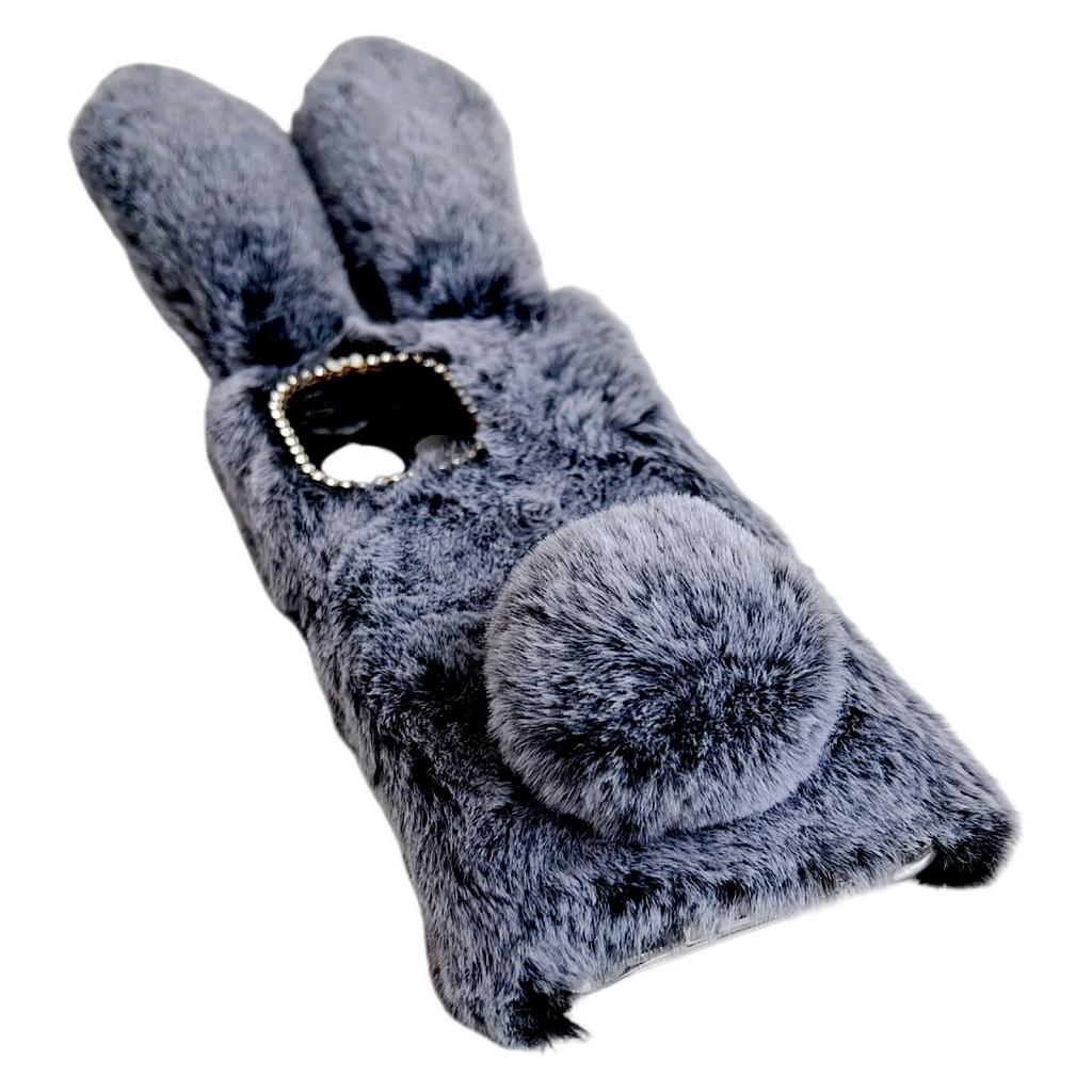 For Motorola Moto G15 4G Case Plush Cute Bunny Winter Fluffy TPU Phone Cover