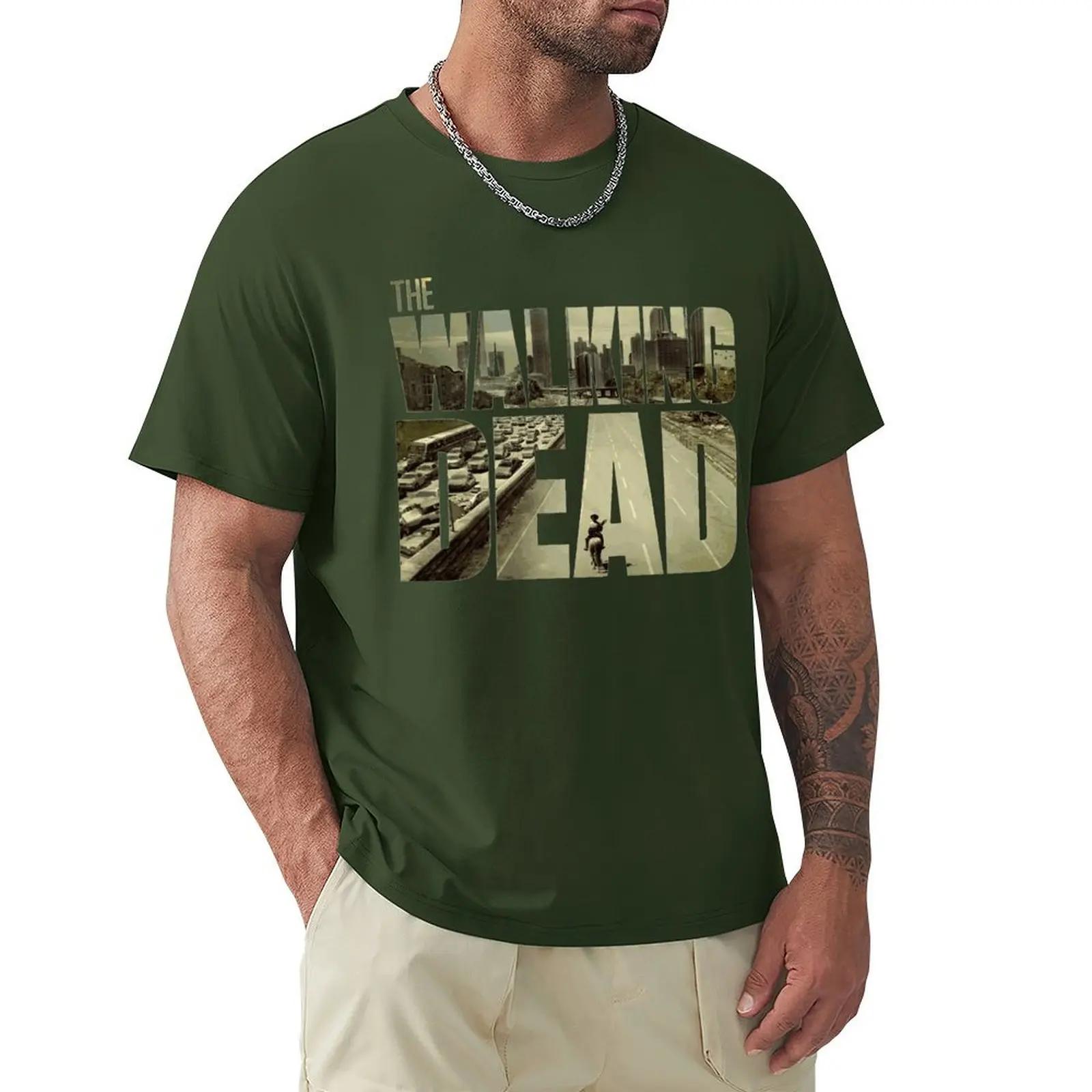 

Футболка The Walking Dead Модна чоловіча футболка з коротким рукавом Бавовняна футболка на замовлення Топ хлопця Крутий XXL сірий колір