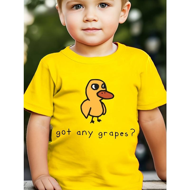 

European sizes Boys Got Any Grapes Cartoon Duck Print Casual Versatile Trendy T-Shirt 164cm жовтий