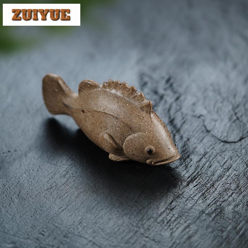 Purple Clay Shark Grouper Tea Pet Aesthetic Fish Tank Landscaping Tea Figurine Play Toys Tea Zisha Statue Ornaments Tea Items