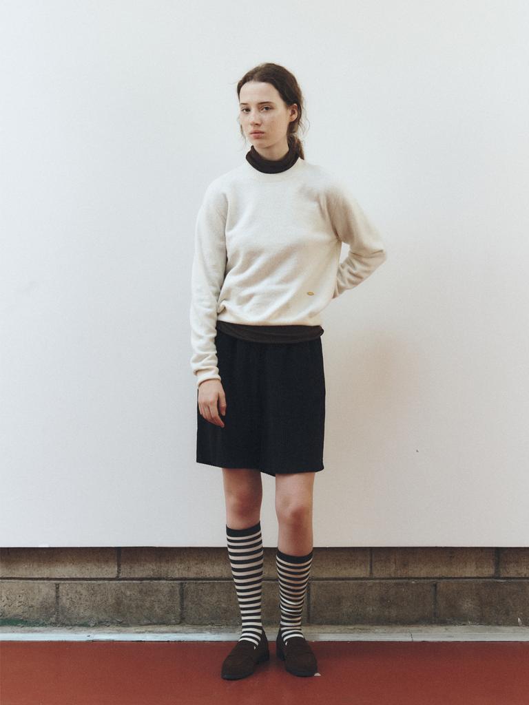 Reply Soft Wool Round-Neck Knit Top_Cream