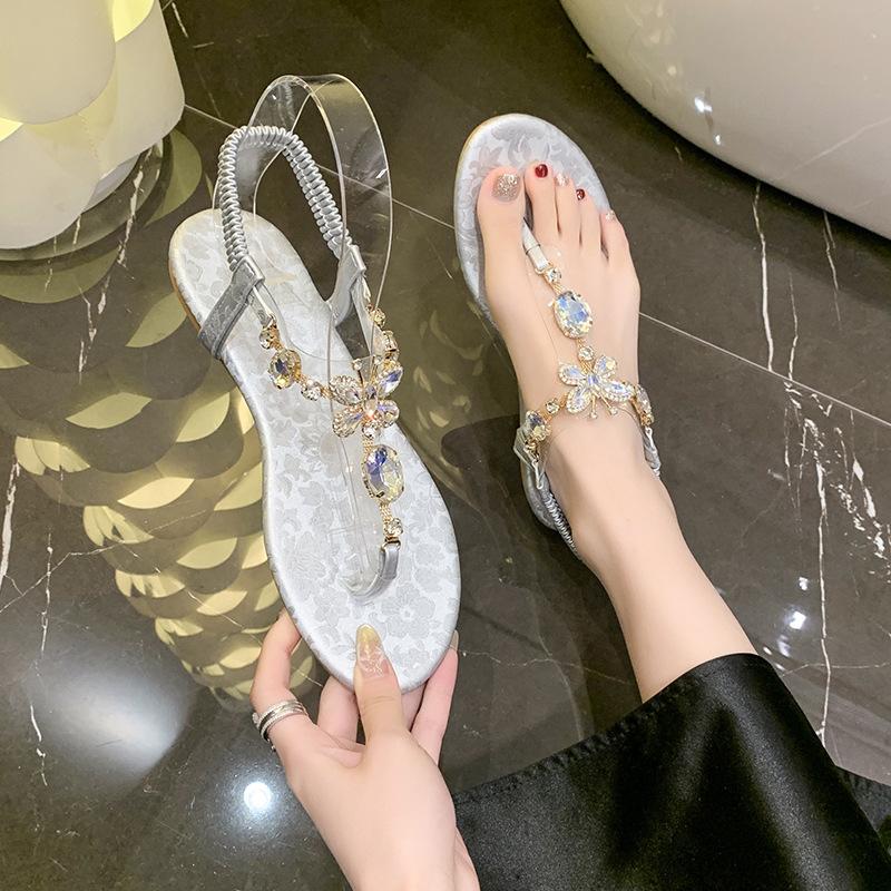 

Flat toe sandals fairy wind 2025 new summer fashion wear with skirt vacation beach shoes 43