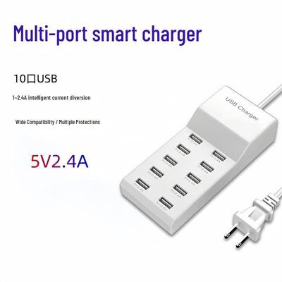 10-Port 50W USB Charger: Fast 5V2A Charging for Huawei & Apple Devices