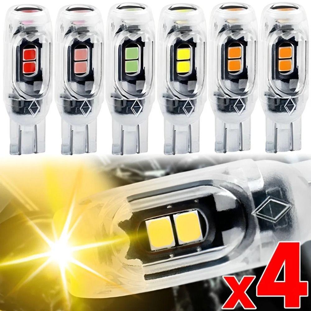 1/4Pcs Car Parking Lights T10 W5W LED Bulbs 3030 5SMD Instrument Lamp Auto License Plate Light