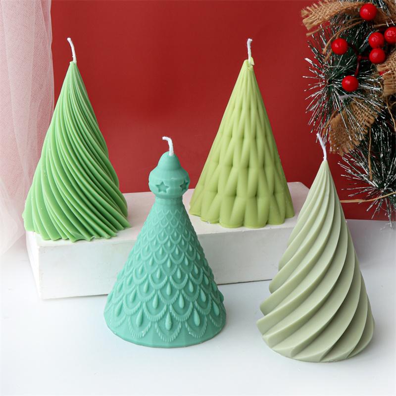 Geometrischer Weihnachtsbaum Silikon Kerzenform Gedrehte Welle Geometrische Form Gips Kerzenherstellung Weihnachten Heimdekoration