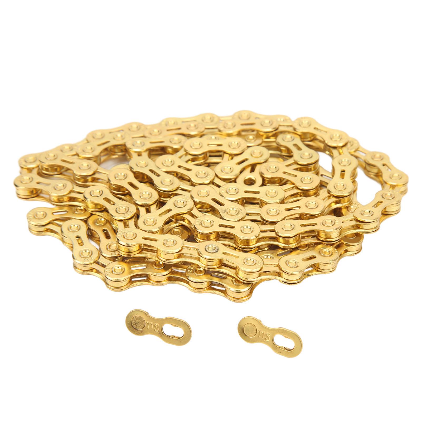 11 Speed Bike Chain Alloy Steel Semi Hollow Lightweight Bicycle Chains for Bike Accessories Gold