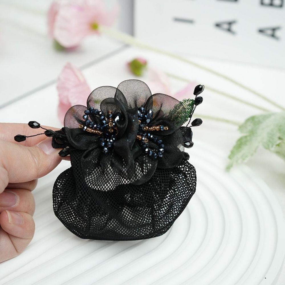 Sweet Korean Bun Snood Exquisite Hairgrips Cover Net Elegant Flower Hair Bun  Flight Attendant