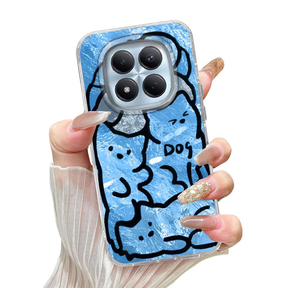 Cute Cartoon Blue Line Puppy Vortex Pattern Phone Case For Xiaomi Redmi Note 15 14 13 12 11 10 Pro 15C 14C 13C A3 A5 Gilrs Cover