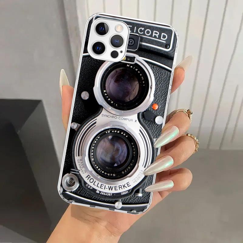 Fashion Classic Camera Lens Phone Case for Iphone 16 15 14 13 12 Mini 11 Pro Max 16E X XS XR 7 Plus 8 SE 2020 Soft Funda Print S