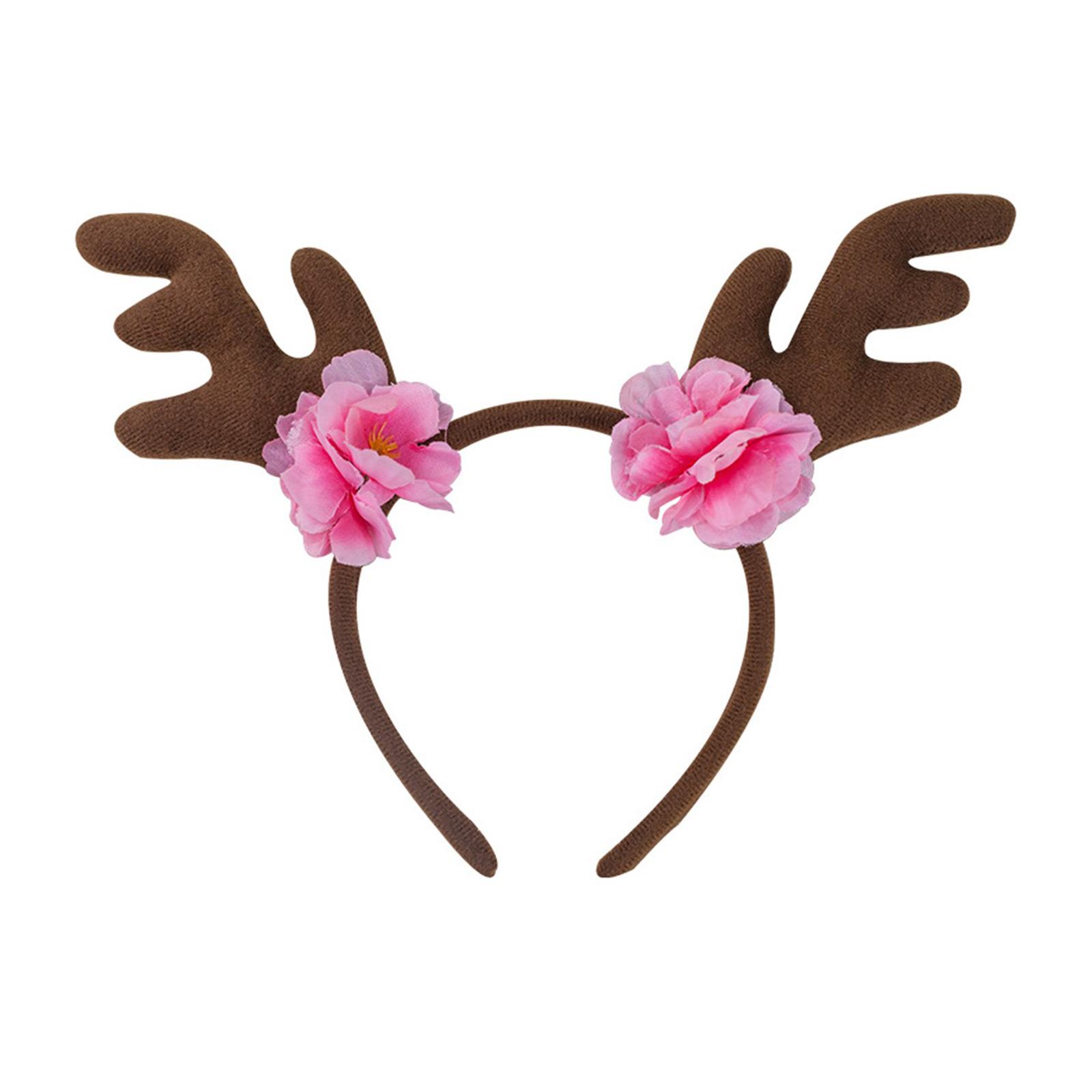 

Рождественский ободок с оленьими рогами, регулируемый праздничный аксессуар для волос, праздничный головной убор для женщин и детей