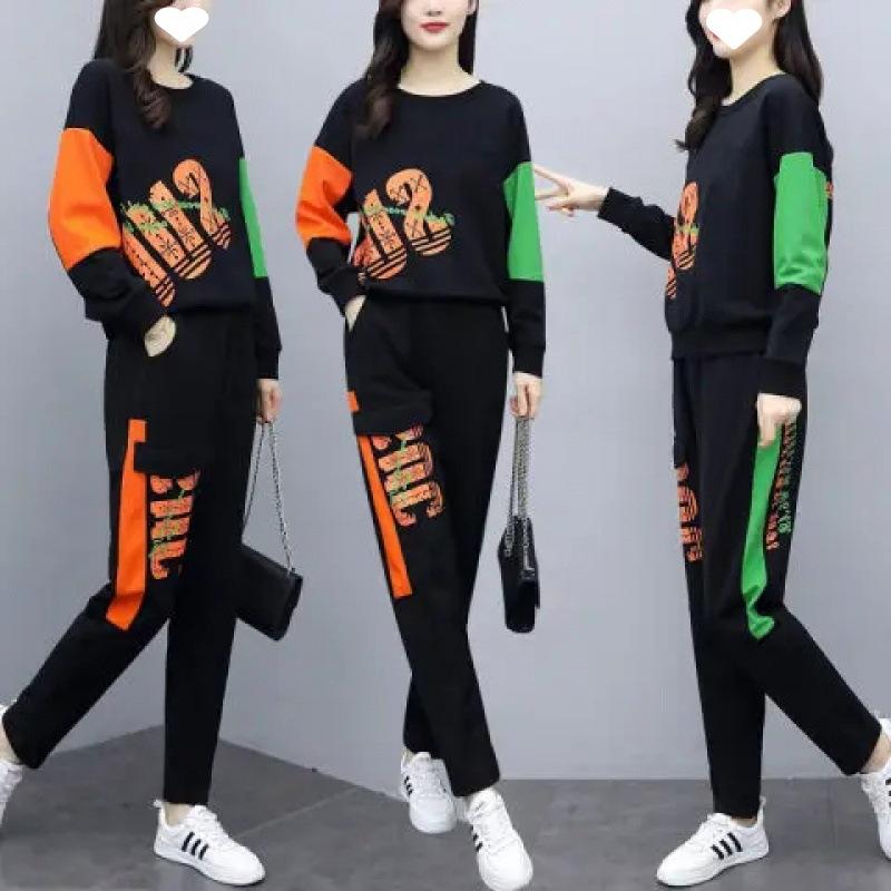 

Fall/Winter Casual Sportswear Set for Women (Korean Version) - Long Sleeve Pants - Slimming and Stylish - Fashionable Two-Piece Set 4XL