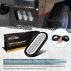 Partsam 2x Oval Clear Lens White Stop Turn Tail Backup Reverse Fog Lights Lamps Rubber Flush Mount 6" 24 LED for Truck Trailer Boat RV Waterproof