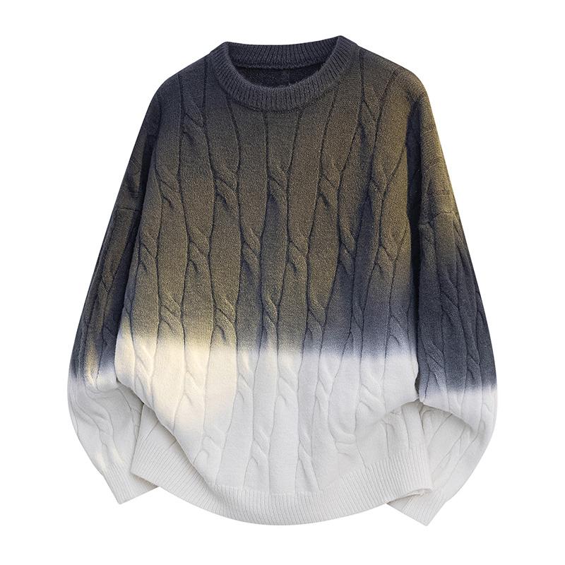 2025 Autumn Men Patchwork Sweater Men Loose O-Neck Knit Jumper Pullover Men Casual Contrast Color Sweaters Male Harajuku Pullover