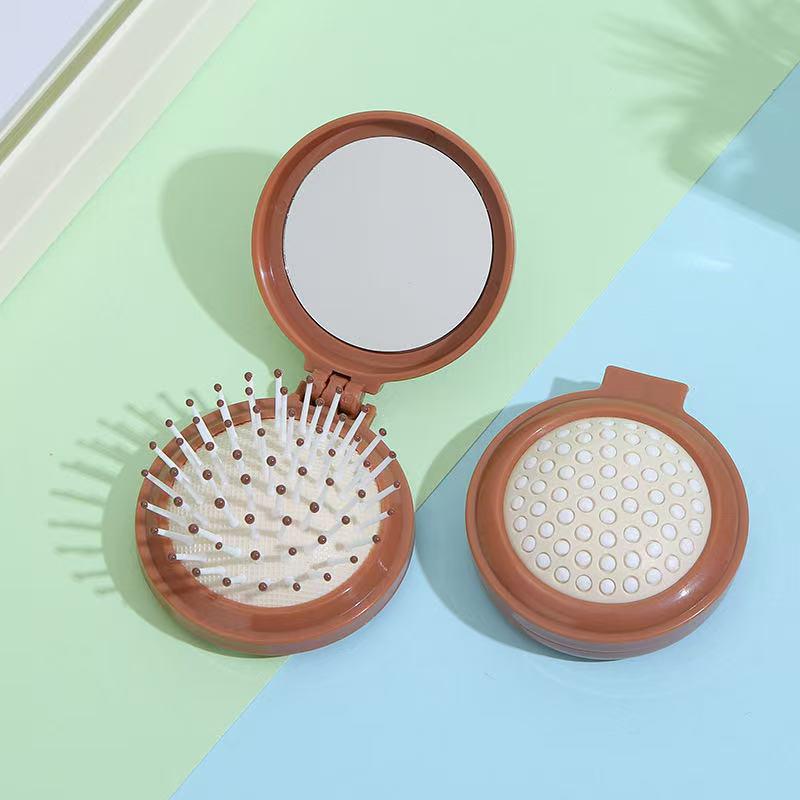 Candy Color Portable Hairdressing Comb with Mirror – Cushion, Airbag, and Massage Features