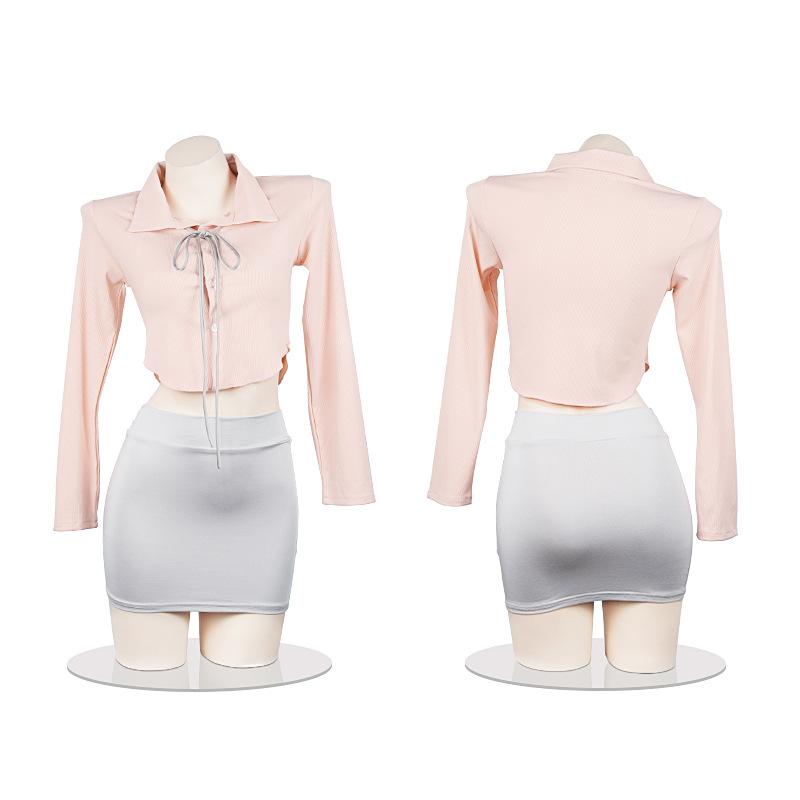Sexy Office Cosplay Costumes Women Top Wrap Hip Miniskirt Erotic Lingerie Outfits Miss Secretary Roleplay Uniform Temptation Set