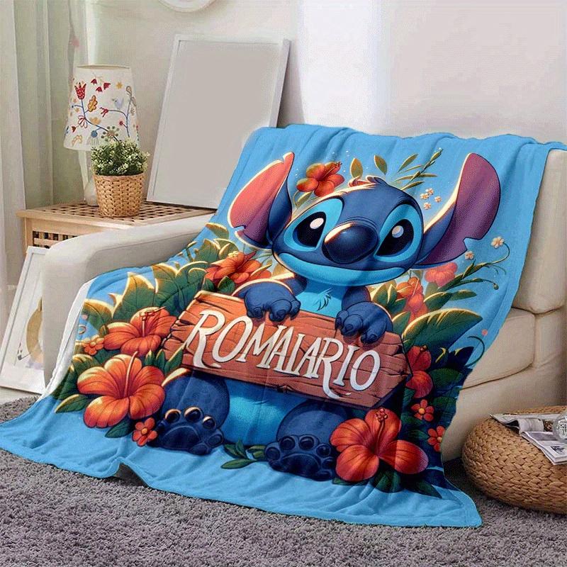 1pc Stitch Printing Blanket - Soft, All-Season Throw for Living Room, Bedroom,Personalized Gift with Adorable Cartoon Design