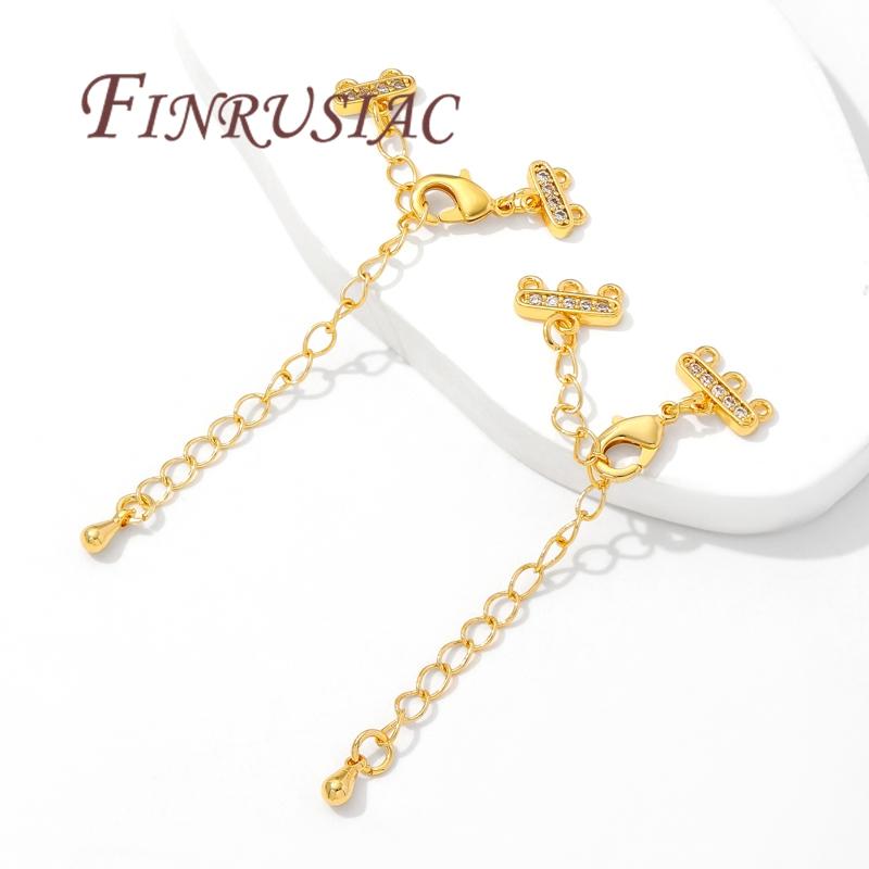 18K Gold Plated Extender Curb Chain,Bracelet Extender Lobster Clasp with Extension Chain Connector For DIY Bracelets Accessories