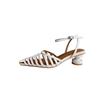 2024 New Sandals Size 34-40 New Arrive Retro Square High Heels Shoes Buckle Genuine Leather Women Sandals Ladies Dress Shoes