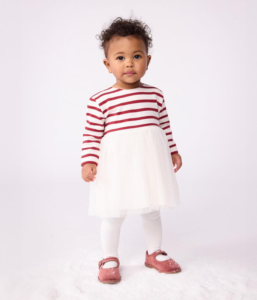 Petit Bateau Dress Size 24 86cm A0EBV, Off-White/Red, Months,