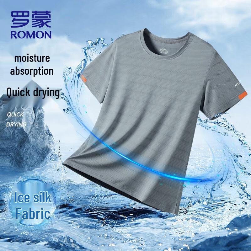Romon Men s Ice-Cool Quick-Dry Round Neck T-Shirt M 1990₽