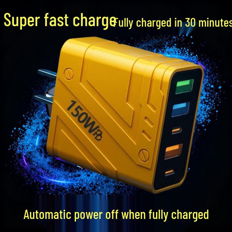 150W GaN Multi-Port Charger with Super Fast PD+USB Charging & Auto Power Off