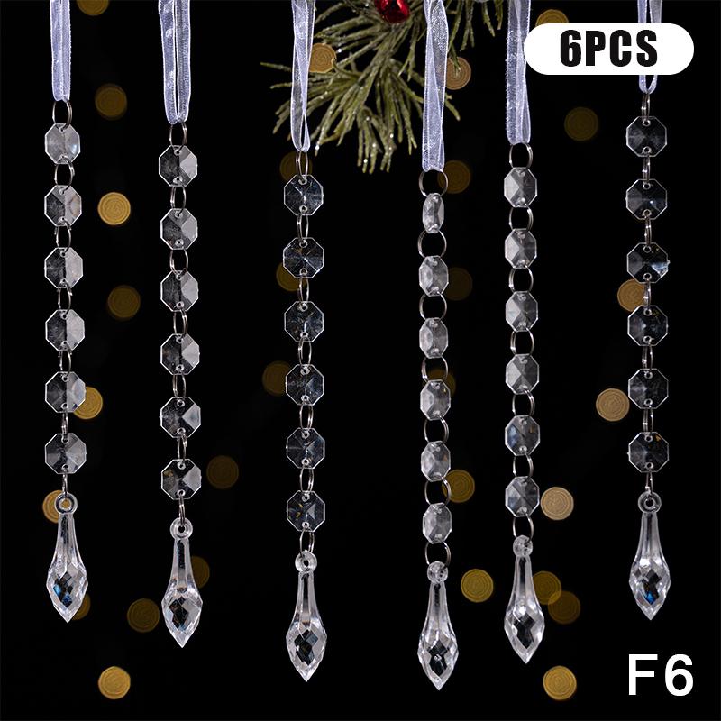 Clear Acrylic Christmas Tree Decorations Christmas Hanging Ornaments Snowflake & Icicle Hanging Decor New Year Party Decorations