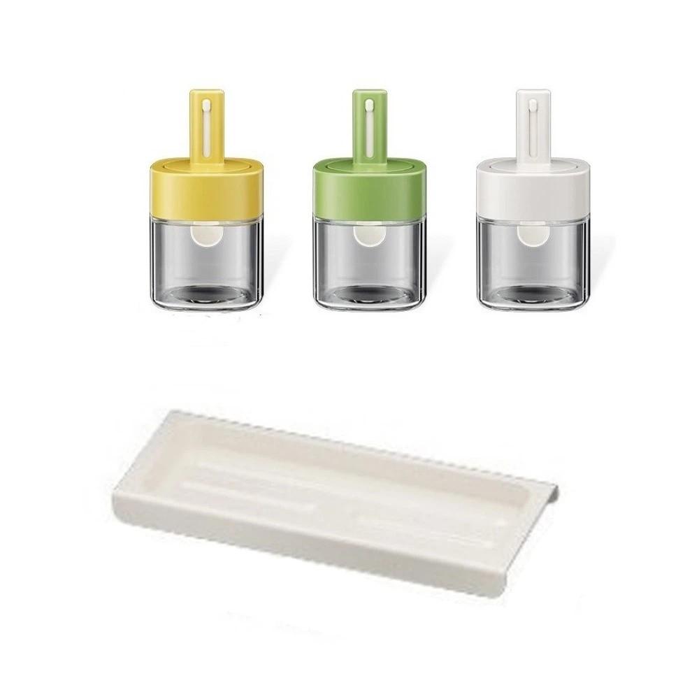 Sealed Salt Storage Box Moisture-Proof Salt Container Practical Glass Seasoning Bottle Kitchen Three Color