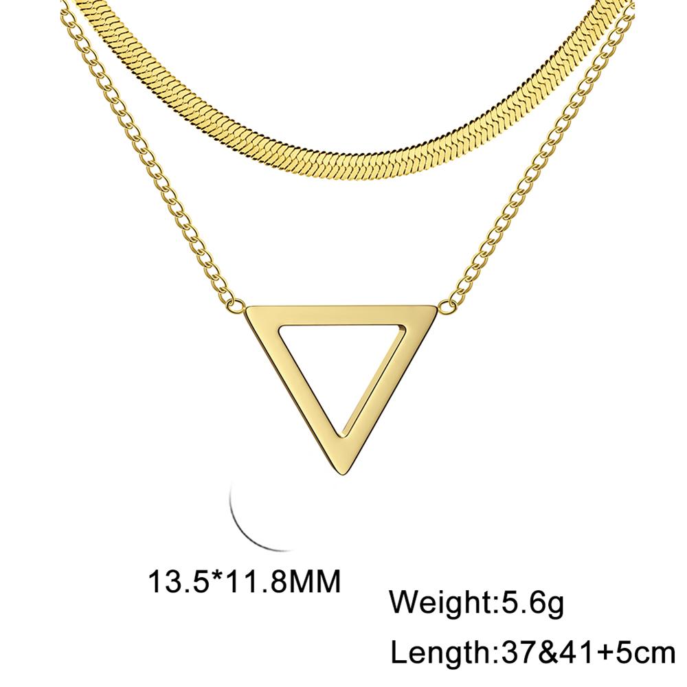 Cazador Geometric Circle Pendant Double Layer Necklace Stainless Steel Long Chain Necklaces for Women Birthday Gifts Jewelry
