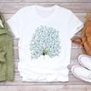 (Talla europea) Camiseta Top Estampado Acuarela Elegante Dulce Mujer Dama Años 90 Moda Ropa Casual Manga Corta Camiseta Gráfica