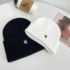 New letter embroidered wool hat for women, outdoor small H standard autumn and winter pullover hat, thermal ear protection, knitted hat for men