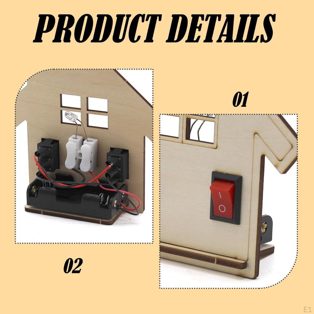 Double Control Experiment Model Wooden Kit Bulb Light up Practice Electrical Circuit for