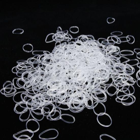 500Pcs Disposable Clear Rubber Band Elastic Bind Tie Hair Ring Ponytail Holder